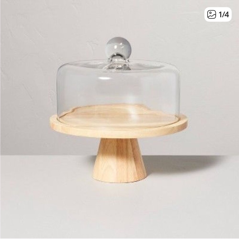 Hearth & Hand With Magnolia 11.5" Wooden Cake Stand with Glass Cloche